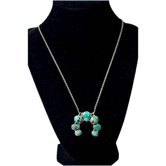 Native American Navajo Handmade Sterling Silver Turquoise Naja Necklace 21” NEW - Picture 1 of 16